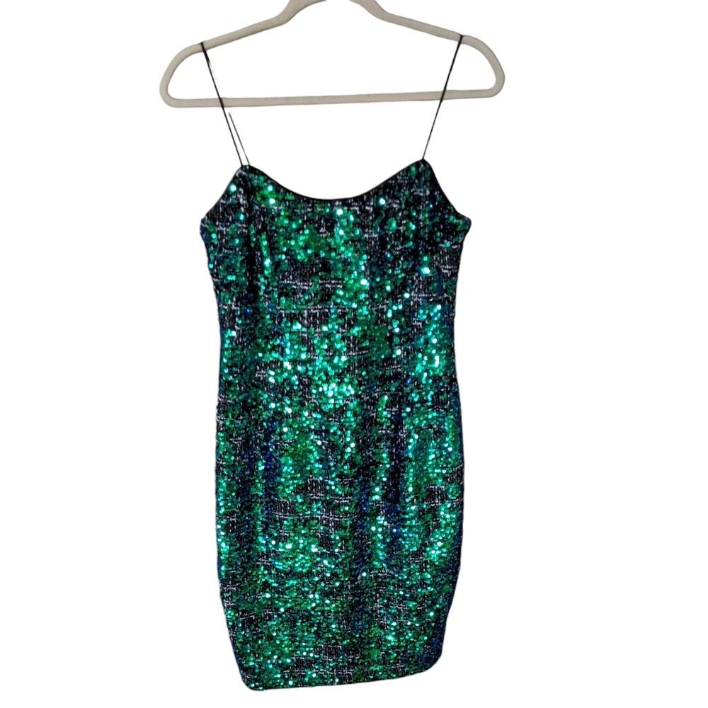 Adrianna Papell sequin tweed dress size 4 spaghetti strap party event wedding